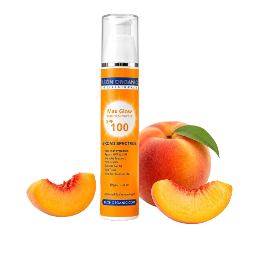 LEÓN Organic Max Glow Mineral Sunscreen SPF 100 – Broad Spectrum Face Sunscreen for Daily Sun Protection, Lightweight Skincare & Radiant-Looking Skin